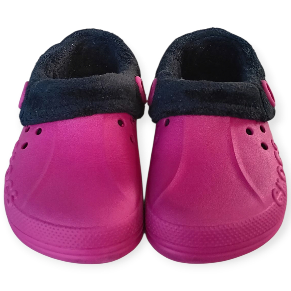CROCS Kids Fuchsia Slippers with Black Lining